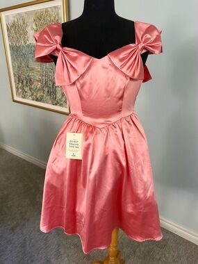 Jessakae Coco Dress Pink Satin Bow Party Dress Cottagecore Fairycore NWT